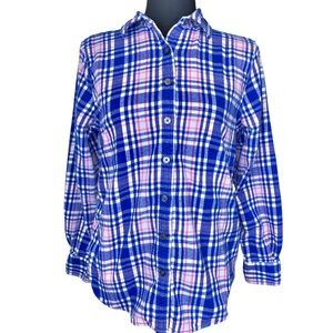 LANDS' END ☆ Plaid Flannel Long Sleeve Button Up Shirt
